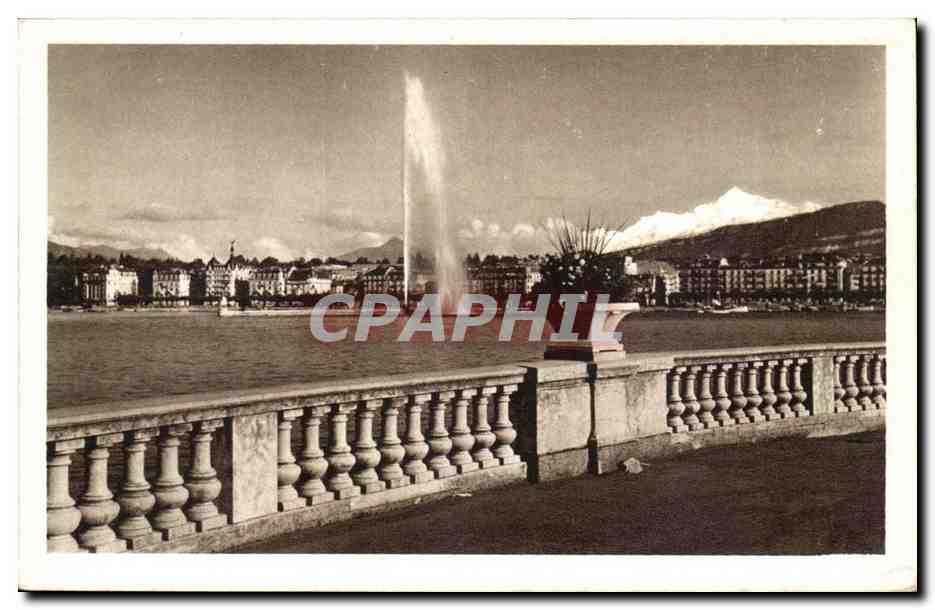 suisse CPA Geneve Jet d'eau et le Mont Blanc