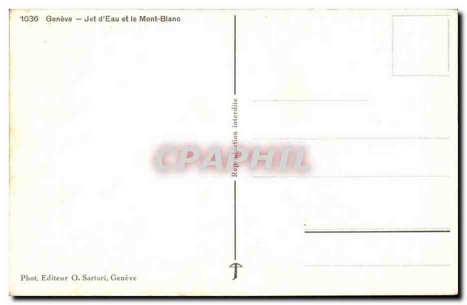 suisse CPA Geneve Jet d'eau et le Mont Blanc — Rückseite