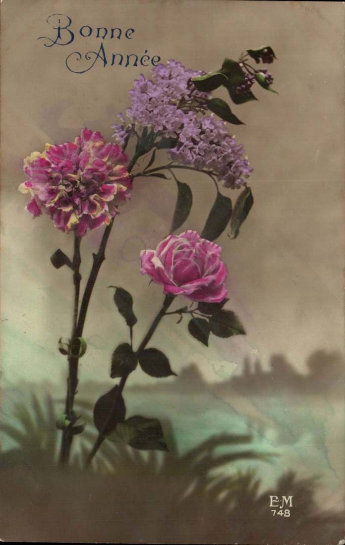 CPA Fantaisie Bonne annee Fleur