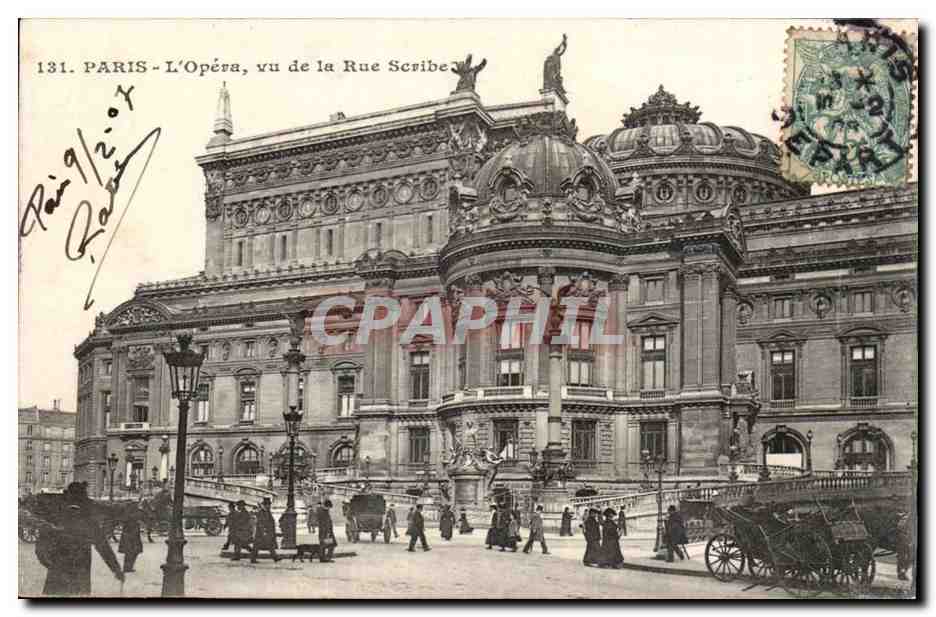 Paris CPA L'opera vu de la rue Scribe