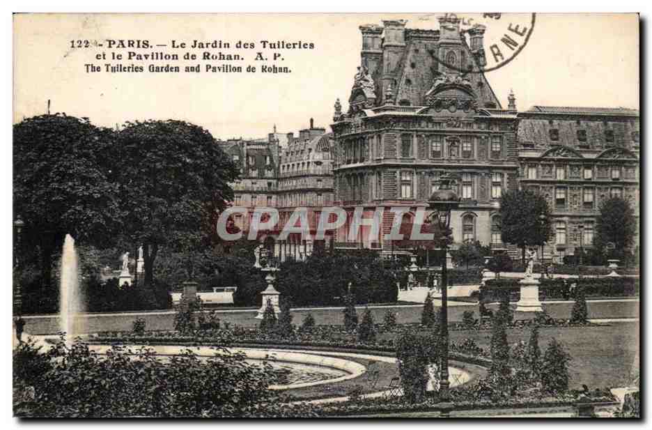 Paris CPA Jardin des Tuileries et le pavillon de Rohan