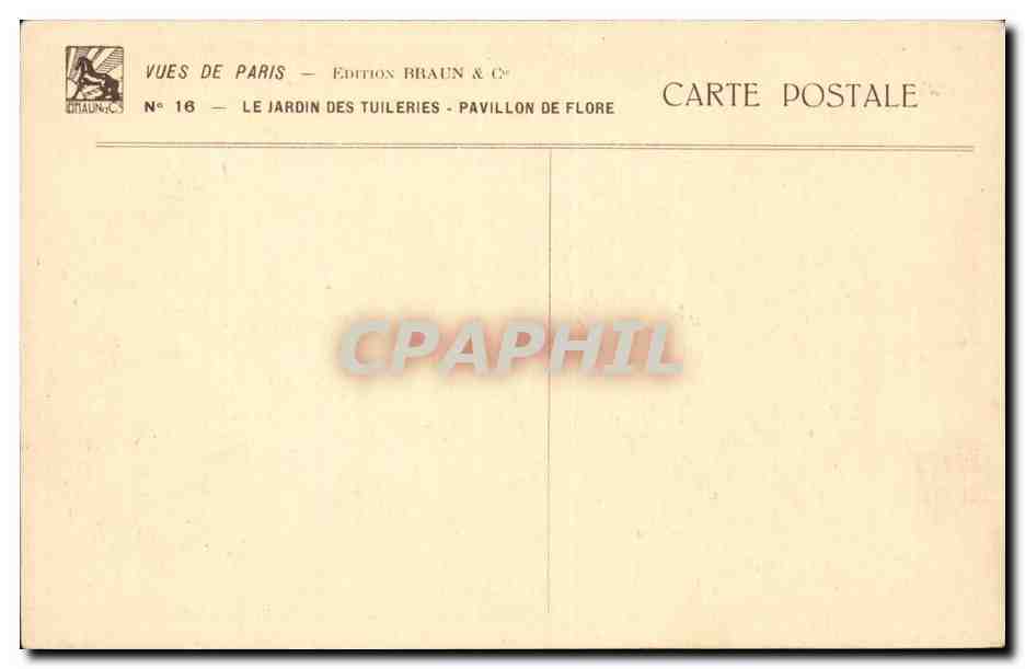Paris CPA Jardin des Tuileries Pavillon de Flore — Rückseite