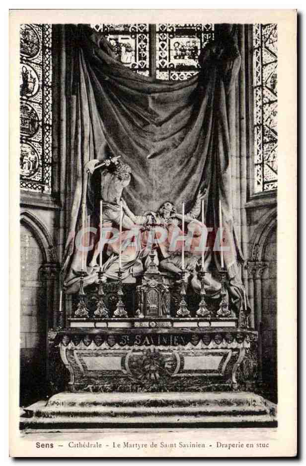 Sens CPA Cathedrale Le martyre de Saint Savinien Draperie en stuc