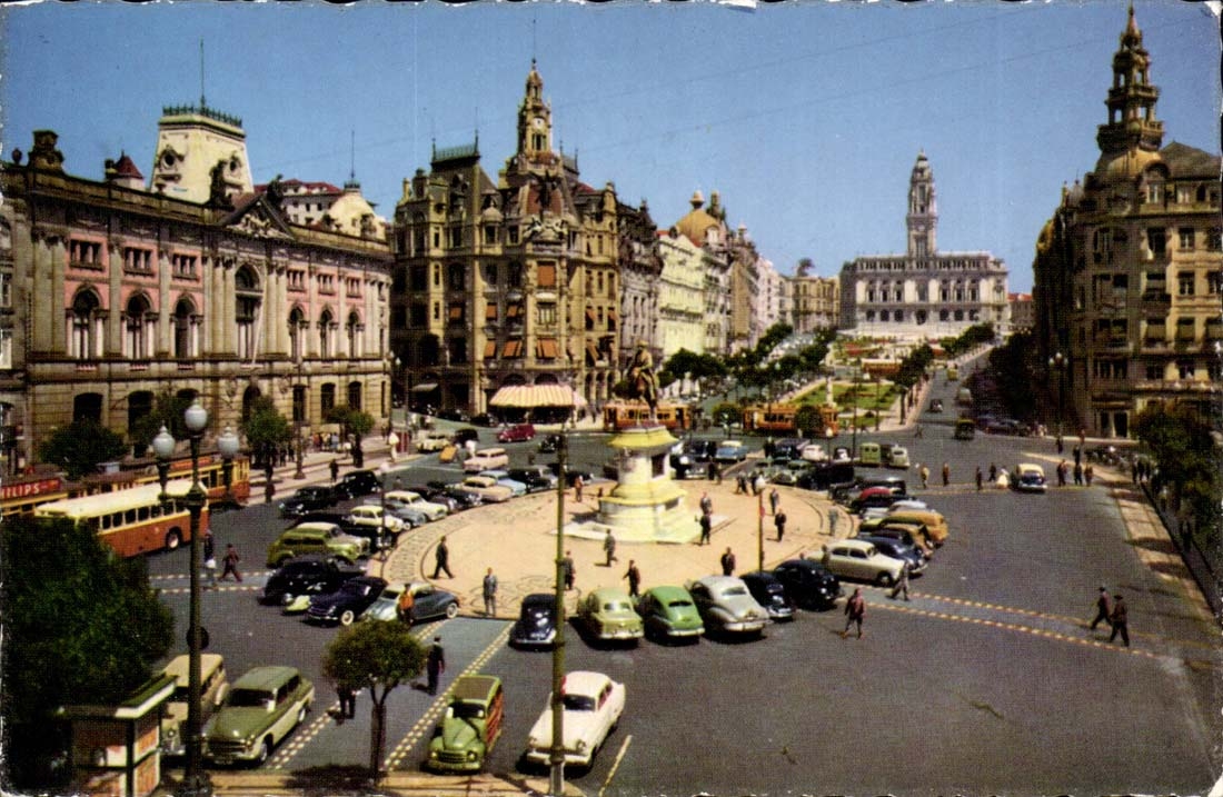 Portugal Porto CPA Praca da Liberdade e Avenida dos Aliados