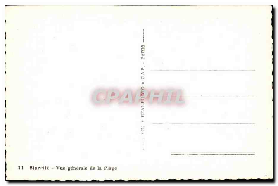 Biarritz — Vue générale de la Plage — CPAPHIL, Paris — Rückseite