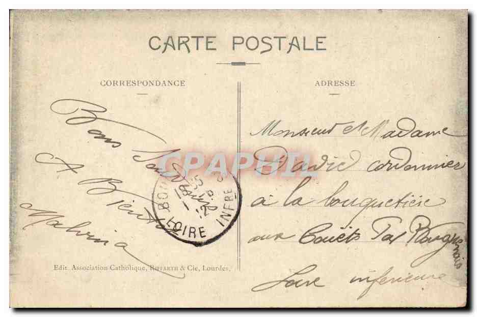 Lourdes CPA La grotte — Verso