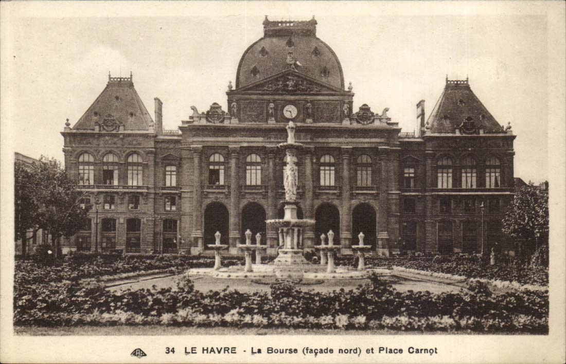 Le Havre CPM La Bourse (facade nord) et place Carnot