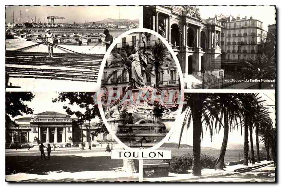 Toulon CPM Place de la Liberte Le port Le theatre Le palais de justice Frederic Mistral