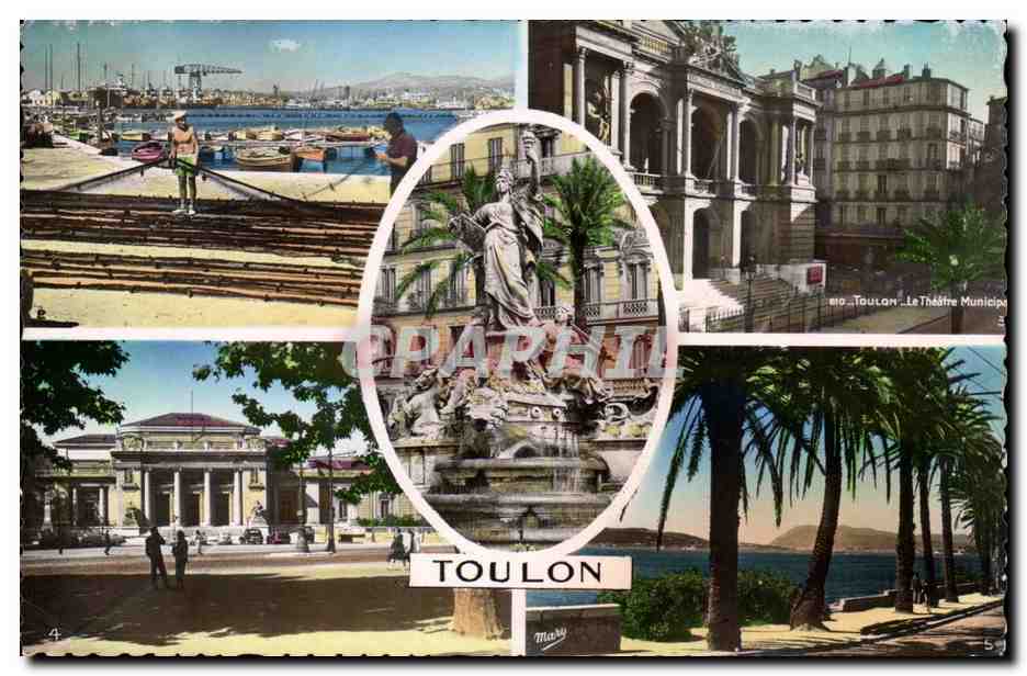 Toulon CPM Place de la Liberte La vieille Darse Le Theatre Palais de justice Mourillon