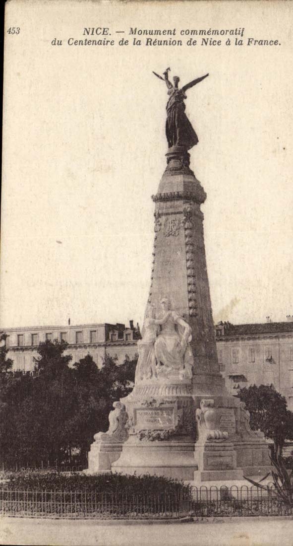Nice CPA Monument commemoratif du centenaire de la Reunion de Nice a la France