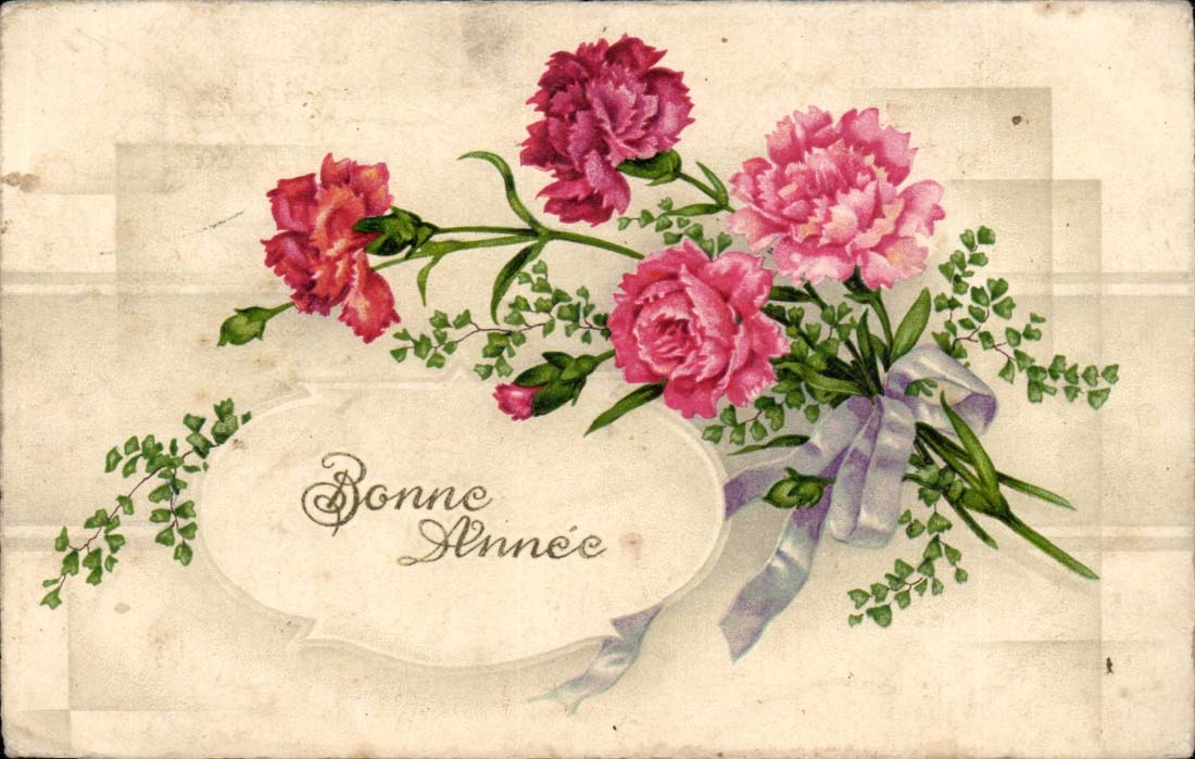 CPA Fantaisie Bonne annee Fleurs