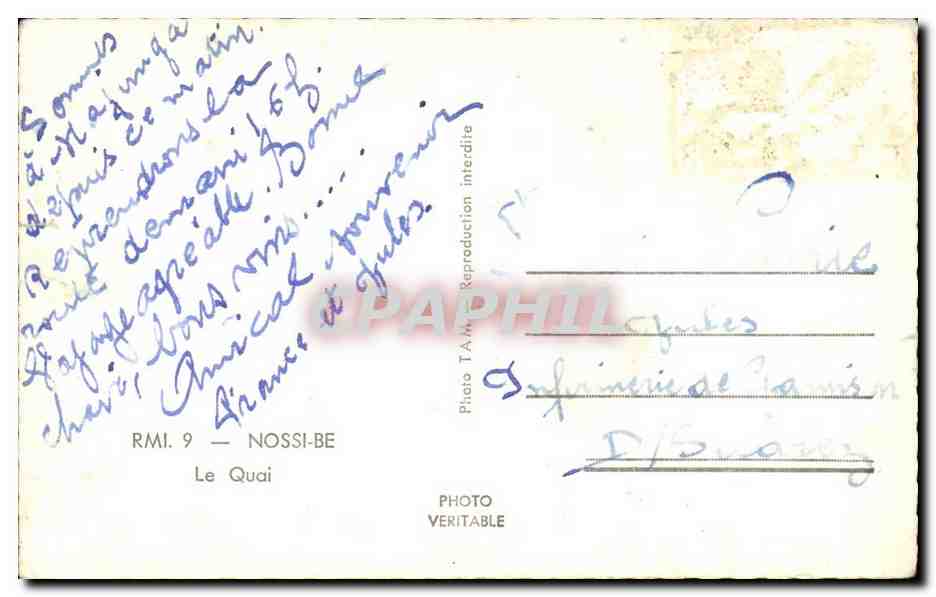 Madagascar Malagasy Nossi Be CPA Le quai — Rückseite