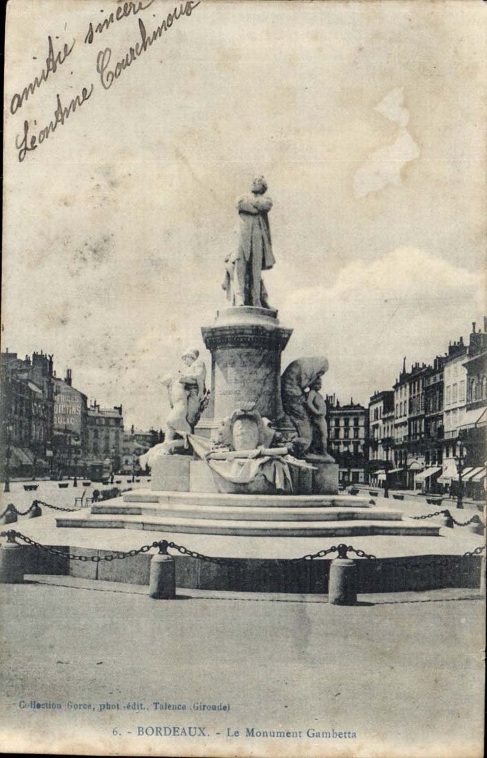 Bordeaux - Le Monument Gambetta — Collection Gorce, phot.-édit. Talence (Gironde) n°6