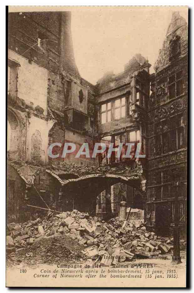 Belgique Belgie Ypres CPA CAmpagne de 1914 Coin de Nieuerk apres le bombardement 15 janvier 1915