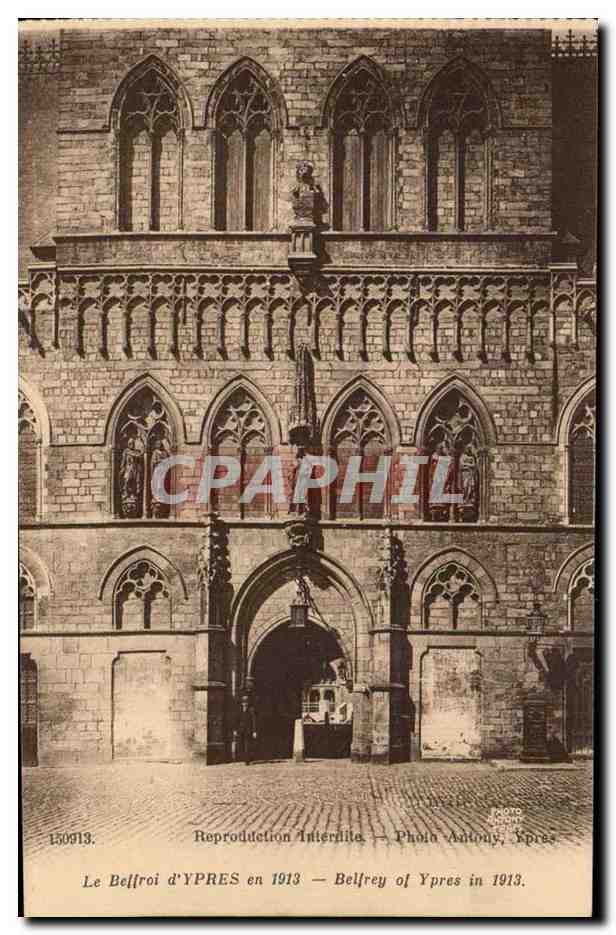 Belgique Belgie Ypres CPA Le beffroi d'Ypres en 1913