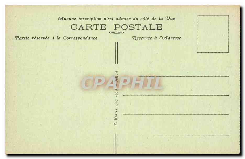 Belfort CPA Monument des TRois Sieges — Verso