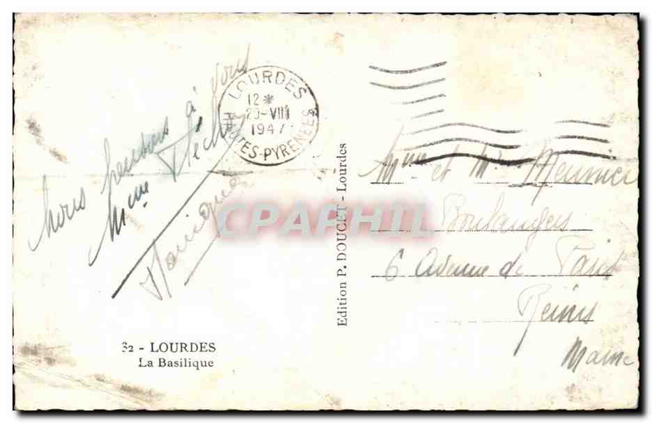 Lourdes CPA La basilique — Verso