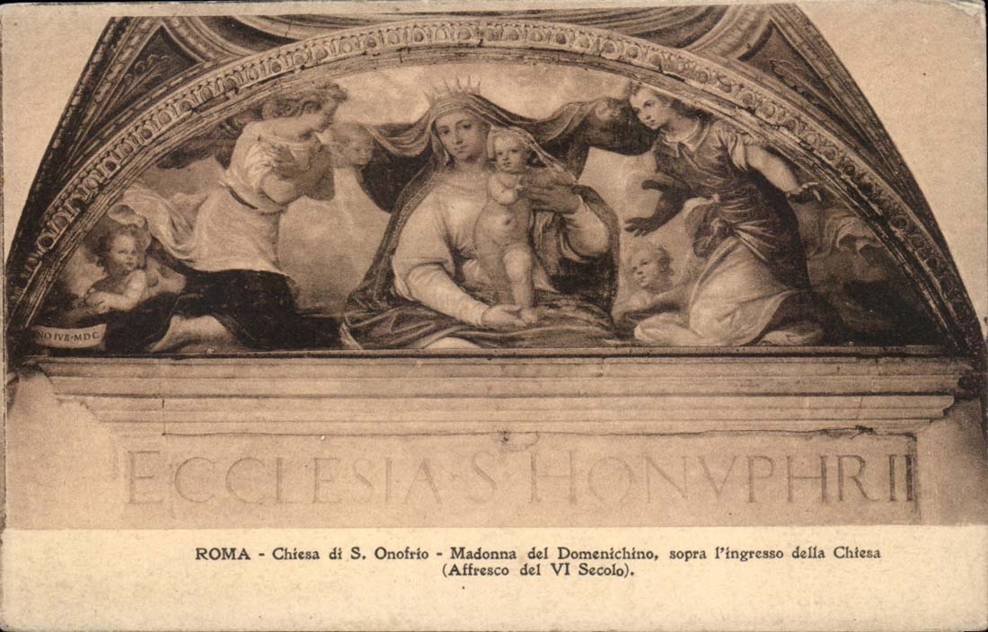 Italie Italia Roma CPA Chiesa di S Onotrio Madonna del Domenichino sopra l'ingresso della chiesa