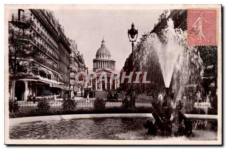 Paris CPA Le pantheon Place Edmond Rostand Rue Soufflot 