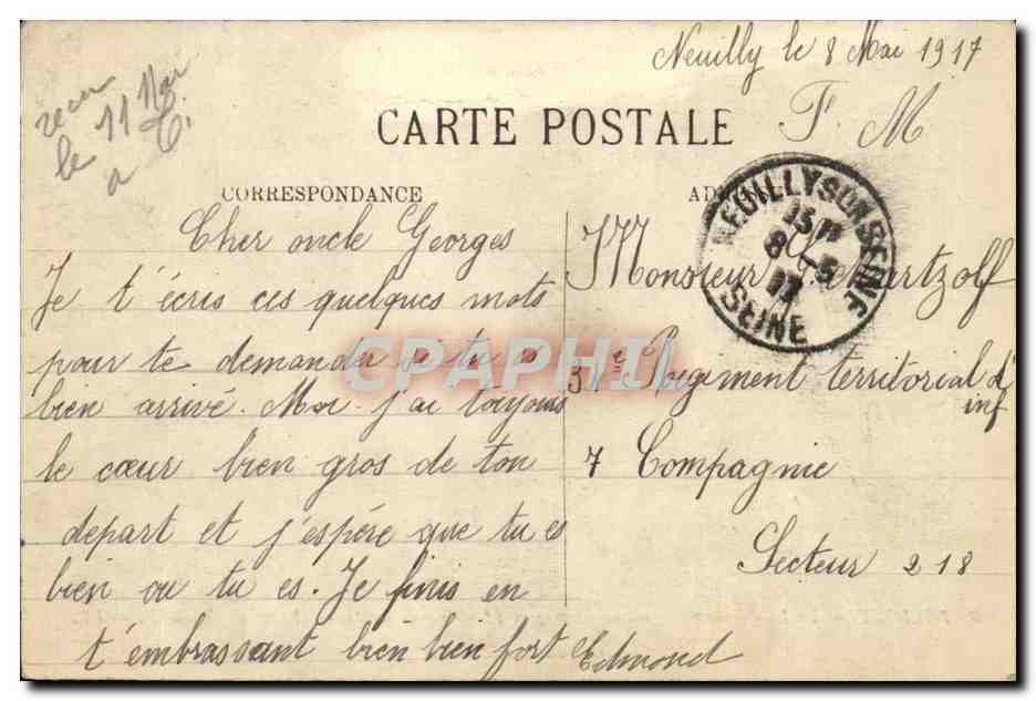 Belfort CPA Le lion (oeuvre de Bartholdi) — Verso