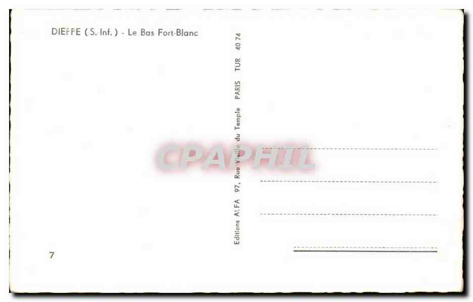 Dieppe CPA Le bas Fort Blanc — Verso