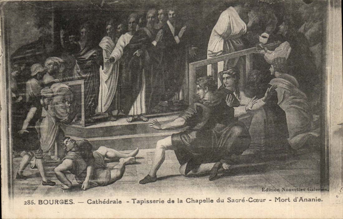 Bourges CPA Cathedrale Tapisserie de la chapelle du SAcre Coeur Mort d'Ananie
