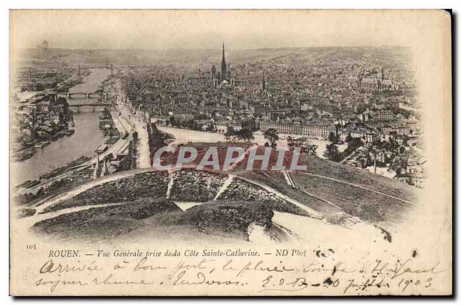 Rouen CPA Vue generale prise de al cote Sainte Catherine