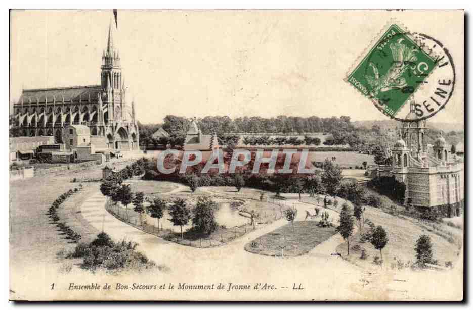 Ensemble de Bon SEcours et le monument de Jeanne d'arc CPA