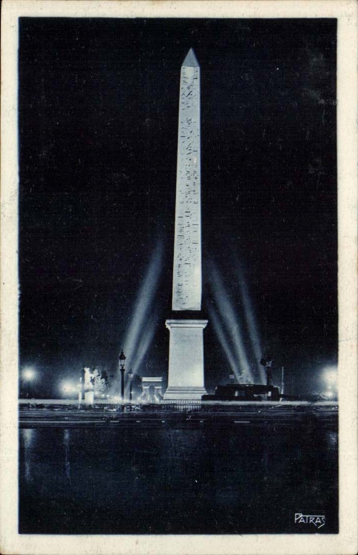 Paris CPA Place de la Concorde Illumination de l'obelisque