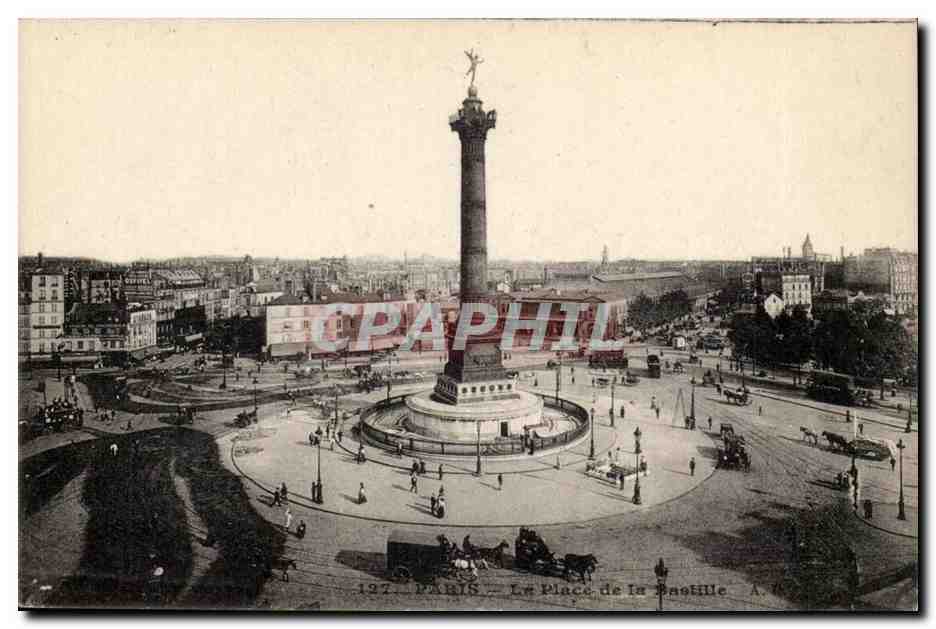 Paris la nuit CPA place de la Bastille et colonne Juillet