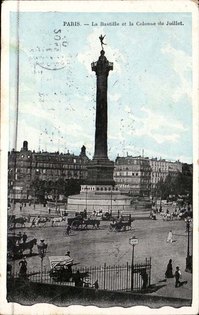 Paris la nuit CPA place de la Bastille et colonne Juillet