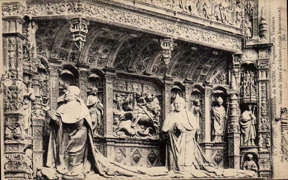 CAthedrale de Rouen CPA Fragment de tombeau des cardinaux 