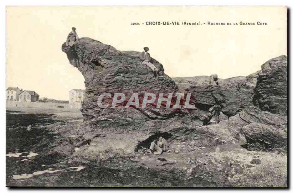 Croix-de-Vie (Vendée) — Rochers de la Grande Côte — éditeur CPAPHIL, n° 3959