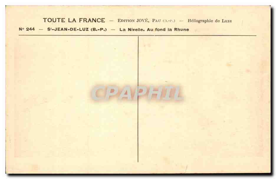 St Jean de Luz CPA — Verso