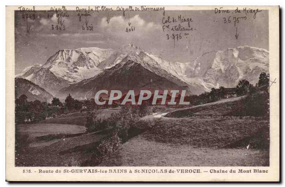 Chaîne du Mont Blanc — Route de St-Gervais-les-Bains à St-Nicolas-de-Véroce — L. Morand, Mézèvre (Haute-Savoie)