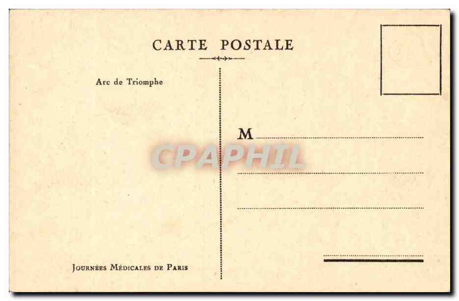 Paris CPA Arc de TRiomphe (carte Journees medicales de Paris) — Verso