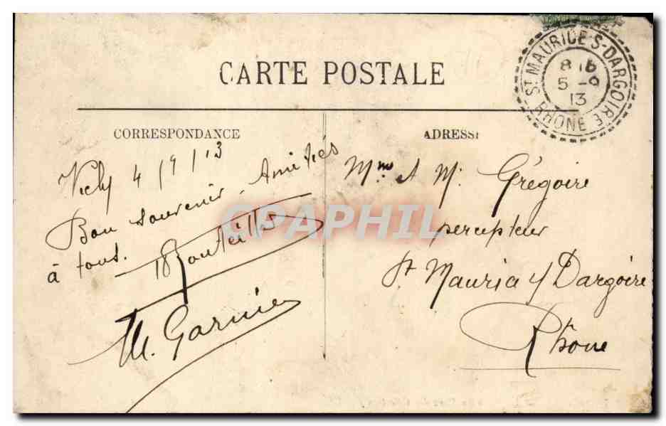 Vichy CPA Un coin du parc des CElestins — Verso