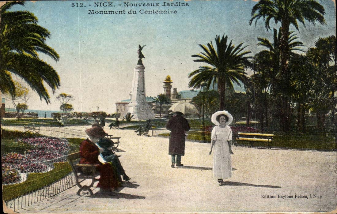 Nice CPA Nouveaux jardins Monument du centenaire