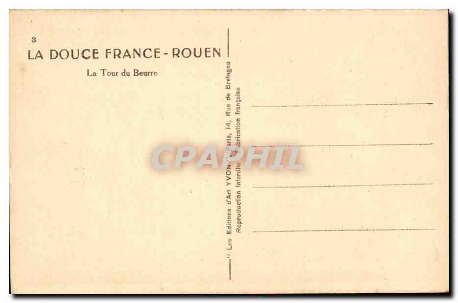 Rouen CPA La Tour du Beurre — Verso