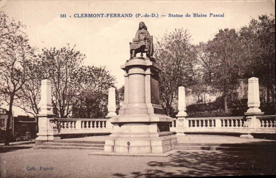 Clermont-Ferrand (P.-de-D.) — Statue de Blaise Pascal — Coll. Papon, n° 181