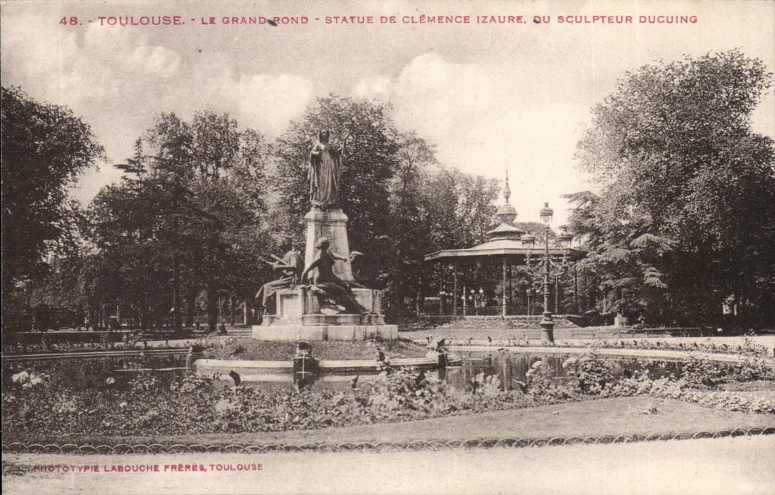 Toulouse - Le Grand Rond - Statue de Clémence Izaure, du sculpteur Ducuing