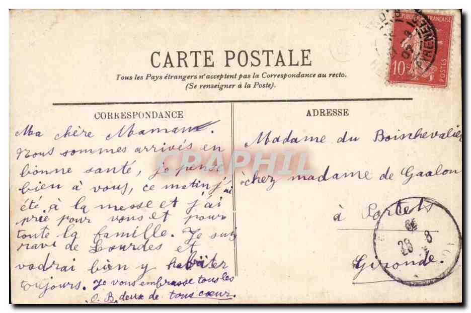 Lourdes CPA La place de la Basilique — Verso