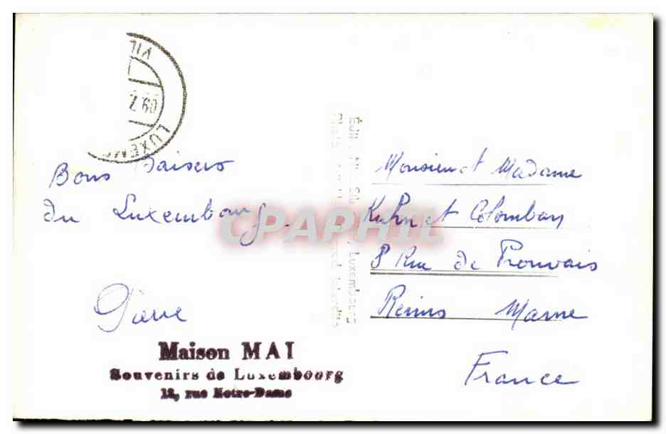 Luxembourg CPA avenue de la liberte (cinema Eldorado) Maison Mai souvenirs — Rückseite