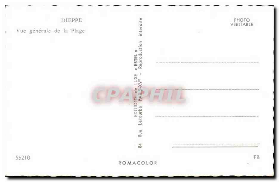 Dieppe CPA Vue generale de la plage — Rückseite