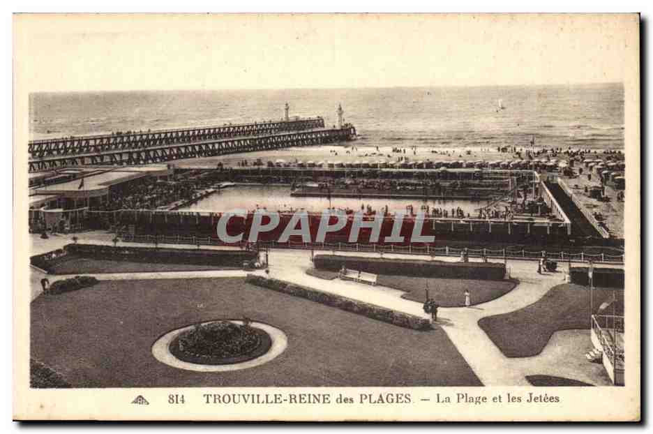 trouville reine des plages CPA La plage et les jetees (piscine)