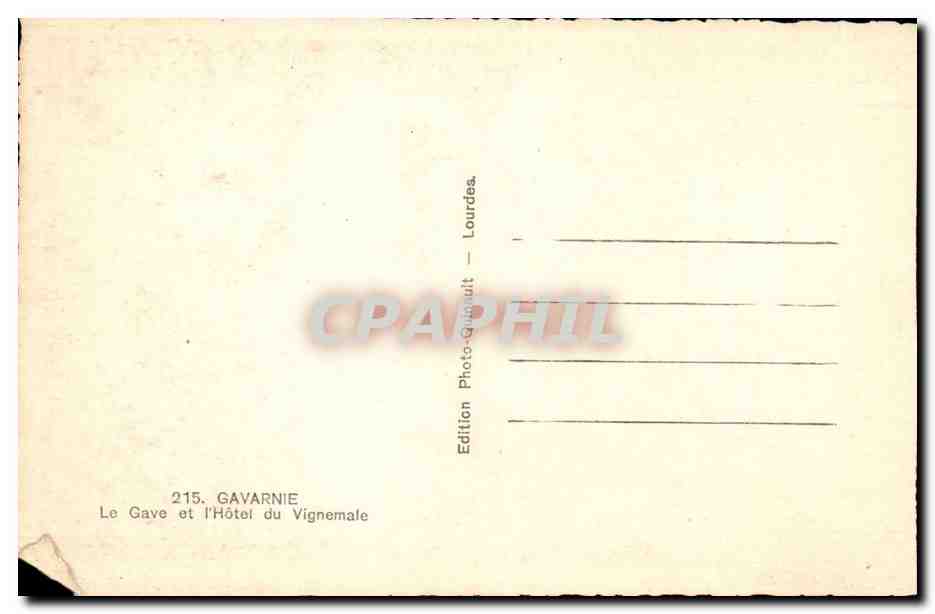 Gavarnie CPA Le Gave et l'hotel du Vignemale — Verso