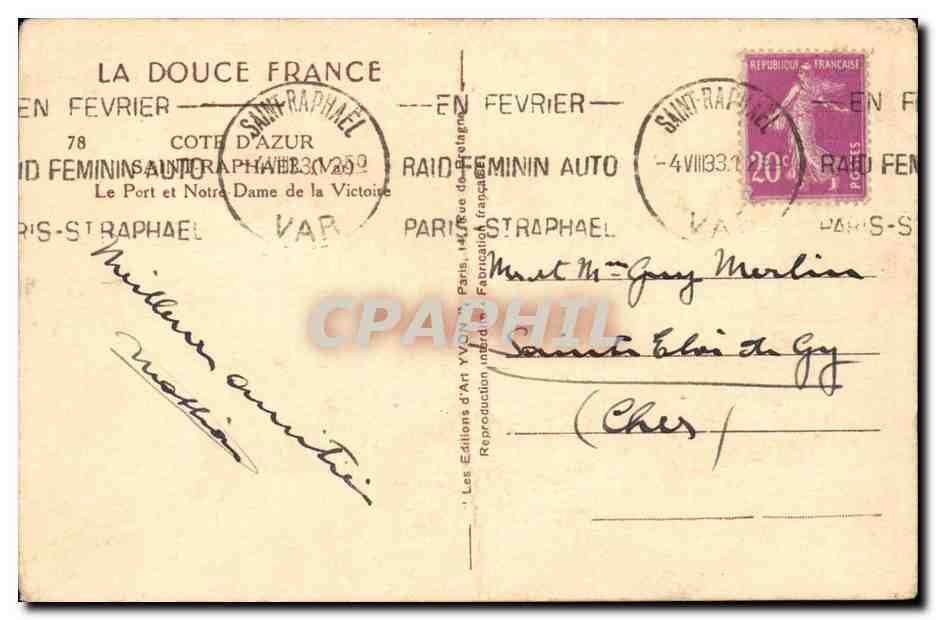 Le Port et Notre Dame de la Victoire — Saint-Raphaël — Les Éditions d'Art Yvon, n° 1312 — Reverso