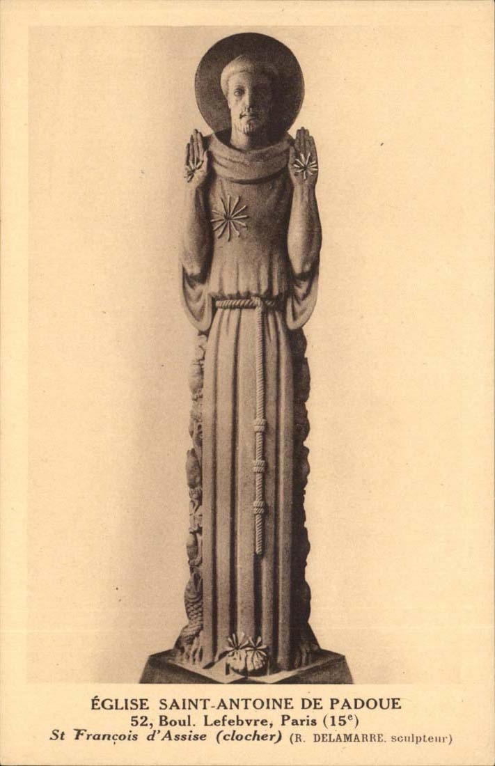 Église Saint-Antoine de Padoue — statue de Saint François d'Assise — R. Delamarre, sculpteur