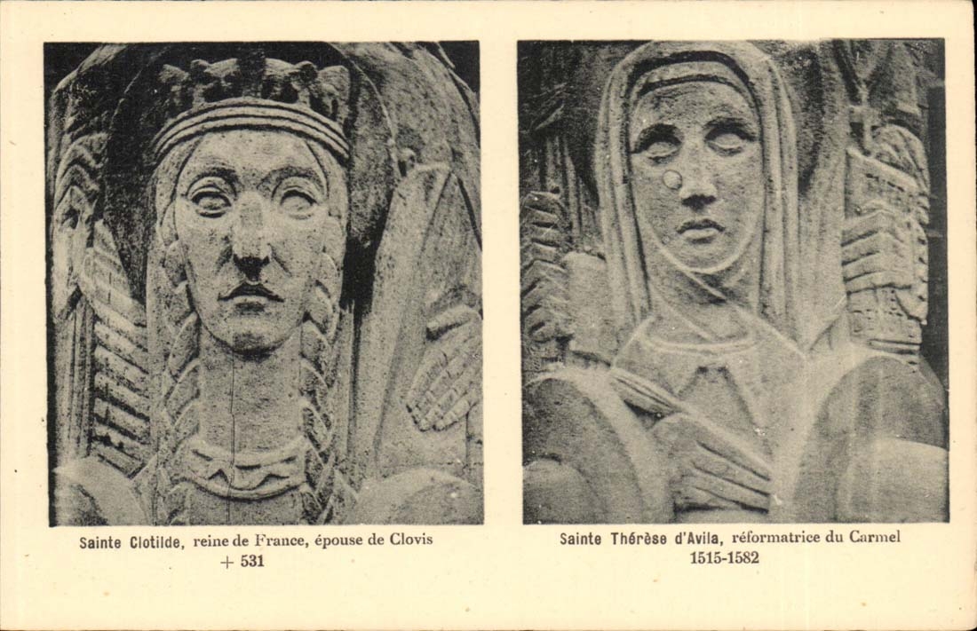 Sainte Clotilde, reine de France, épouse de Clovis — Sainte Thérèse d'Avila, réformatrice du Carmel — éditeur UNIS-FRANCE, n° 25