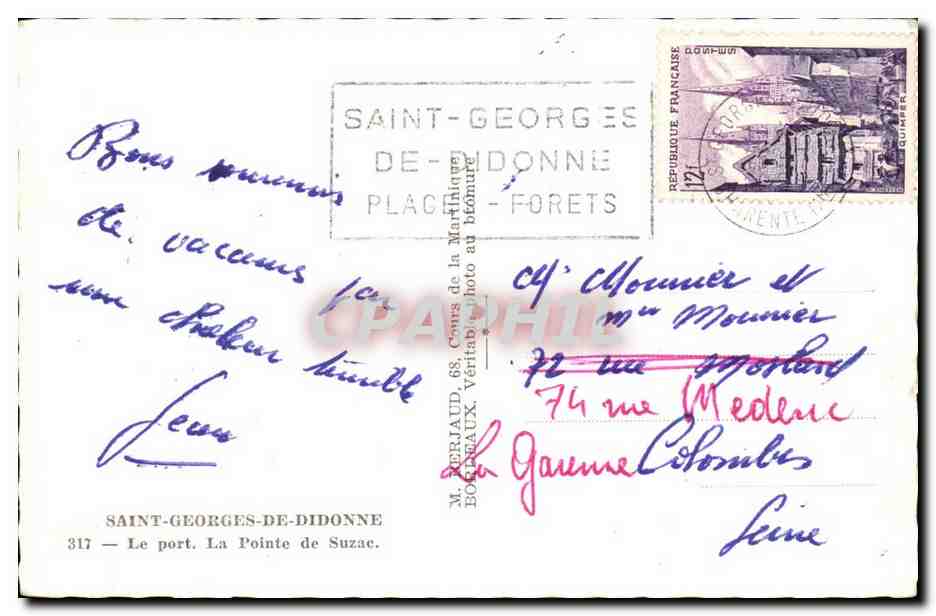 Saint Georges de Didonne CPA Le port La pointe de Suzac — Rückseite